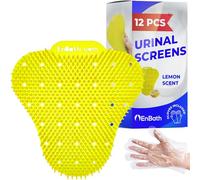 Urinal Screen Deodorizer for Men's Bathroom (12 Pack), Lemon Scented Splash Guard with Long Bristles, Anti Splash Urinal Screens with Lasting Scent to Keep Your Restroom Smelling Fresh and Clean
