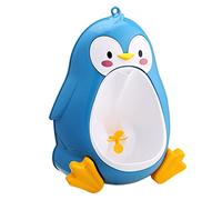 Urinal Toilet, Baby Boys Toilet Potty Cartoon Penguin Toddler Standing Potty Urinal with Funny Aiming Target for Boy Blue