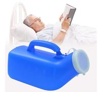 Urinals for Men - 38oz/1200mL Thick Plastic Mens Bedpan Bottle with Screw-on Lid - Spill Proof Portable Pee Bottles - Travel Urine Collection Containers (9 inch)