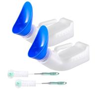 Urinals for Men and Women 2 Pack 1000ML Male Urinal Bottle Spill Proof Female Wee Pee Bottles with a Lid, a Funnel and a Brush for Car, Camping, Travel and Hospital