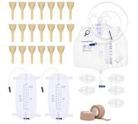 Urinary Drainage Bag Set, 4000mL Overnight Urine Bags x 1, 1000mL Urinary Leg Bags x 2, 20 Soft Latex, 5 Stabilization Device, 2 Roll Tapes Set for Incontinence Men(35mm)