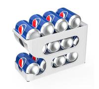 Urincros Fridge Can Dispenser, Can Organiser, Sturdy White Rolling Plastic Can Storage, Drinks Dispenser for Fridge, Cupboard, Pantry, Kitchen, Soda Can Holder, 1 Pack Hold 12 Cans(Fits 330-355ml)