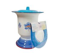 Urine Bottle，Male Urinal Enamel Spittoon Chamber Pots for Women and Men with Lid Urinal Bucket Toilet Bed Pans Handheld Portable Household Potty(Blue B,L)