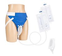 Urine Collection Bag, Wearable Bedside Urine Collector with Soft Silicone Cup for Men Women and Elderly, Side Sleeping (Blue Standard Set, Elderly Men Style)