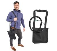 Urine Drainage Bag Holder with Catheter Pipe Cover & Adjustable Strap - Black