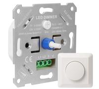 URing Dimmer Switch LED Dimmer 230 V Dimmer Switch for Dimmable LEDs/Halogen 5-200 W Dimmer for LED Lamps, Flush-Mounted Light Switch, Dimmable Rotary Dimmer with White Cover Plate, Without Clamping
