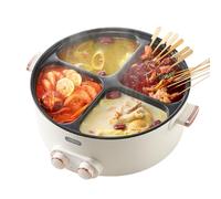 Uringo Electric Pot 4 Compartment,Mandarin Duck Electric Chafing Dish Four-Grid Multi-Functional Household 6 Liters Capacity Integrated Hot Pot Electrics Caldron Large Capacity