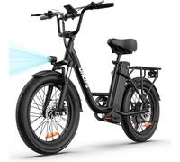URLIFE 20"*3" Electric Bike for Adults, Fat Tire Mountain Bike E20 with Colorful LCD Display, 48V 13AH Removable Battery, 7-Speed Derailleur 80-100KM Max Range Ebike Commute MTB BLACK
