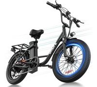 URLIFE 20"*3" Electric Bike for Adults, Fat Tire Mountain Bike E20 with Colorful LCD Display, 48V 13AH Removable Battery, 7-Speed Derailleur 80-100KM Max Range Ebike Commute MTB BLACK