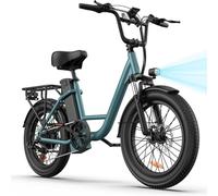 URLIFE 20 * 3" Fat Tires Electric Bike for Adults, 7 Speed Electric Bicycle with 48V 13Ah Removable Battery, 25km/h & 80-100km Range E Bike for Commuters (GREEN)