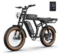 URLIFE 20 * 4" Electric Bikes for Adults, Ebike 48V 15.6Ah Removable Battery, 120 KM Range, Electric Mountain Bike with Colorful LCD 3-PAS, All-Terrain 20 Inch Fat Tire E-MTB (Rear Rack, BROWN)