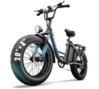 URLIFE 20" x 4.0 Electric Bike, Fat Tire E-Bike with 48V 15.6Ah Removable Battery, Colorful LCD Display, 7 Speed, Up to 110km, Electric Mountain Bike with Front Suspension for Adults (Grey)