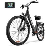 URLIFE 26" Electric Bike for Adults, Mountain Bike with LCD Display, 36V 13AH Removable Battery 250W Powerful Motor, 7-Speed Derailleur 80KM Max Range Ebike Commute MTB BLACK