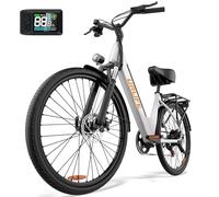 URLIFE 26" Electric Bikes for Adults, Mountain Bike with LCD Display, 36V 13AH Removable Battery 250W Brushless Motor, 7-Speed Derailleur 80KM Max Range Ebike Commute MTB White