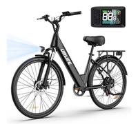 URLIFE 26" Electric Bikes for Adults, Mountain Bike with LCD Display, 36V 13AH Removable Battery 250W Powerful Motor, 7-Speed Derailleur 80KM Max Range Ebike Commute MTB BLACK