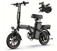 URLIFE Electric Bike for Adults, 14" Folding Electric Bike, 250W Motor, 48V 7.5AH Removeable Battery, 60KM Range, Mini E Bikes for Adults and Teens (BLACK)