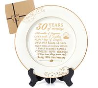 Urllinz 30th Anniversary Wedding Gifts for Wife 30 Year Anniversaty Plate with 24k Gold Foil Decorations for Couple Him Her Husband, Ceramic 9"