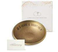 Urllinz Bronze 8 Year Anniversary Wedding Gifts - 8th Anniversary Jewelry Tray for Him Men Wife Couple, Bronze Ring Holder Dish & Card & Gift Box, 4"