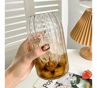 URMAGIC 1 Pcs Vintage Drinking Glasses,750ml Ribbed Glass Cup,Wave Shape Beverage Glasses,Origami Style Glass Cup,Ribbed Glassware,Wine Glasses,Whiskey Beer Glasses,Coffee Mug,Highball Glasses