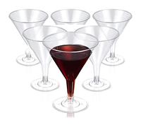 URMAGIC 6 Pcs Plastic Wine Glasses,200ml Disposable Martini Glasses,Stemmed Plastic Drinking Glasses,Detachable Disposable Plastic Cups,Reusable Champagne Cups,Wedding Party Cups,
