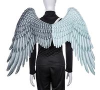 URMAGIC Adult Angel Devil Feathers Wings Decoration, Dark White Angel Wings Costume with Adjustable Straps for Cosplay, Halloween, Costume Props Carnival Mardi Gras Supplies (2Colors)