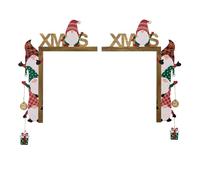 URMAGIC Christmas Door Frame Decorations,2 Pack 25 x 15cm Left/Right Santa Door Corner Signs,Gnome Door Corner Decor,Christmas Door Ornament,Wooden Door Frame Ornament,Xmas Door Welcome Signs (A)