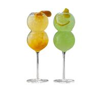 URMAGIC Creative Cocktail Glasses,2 Pcs 470ml Ripple Drinking Glasses,Gourd Shaped Glass Cups,Vintage Stem Design Wine Glasses,Clear Ripple Glassware,Water Glasses,Champagne Cups,Whiskey Glasses