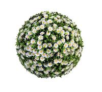 URMAGIC Daisy Artificial Plant Topiary Ball, Faux Daisy Boxwood Balls, Hanging Faux Plants Balls, Spheres Decorative,Artificial Plant Ball for Indoor Outdoor, Garden Wedding Decor (35cm)