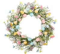 URMAGIC Easter Egg Wreath for Easter Decoration,40cm Colorful Spring Wreath,Easter Wreath for Front Door,Hanging Decoration,Artificial Flower Wreath,Easters Garland Ornament (40CM-D)
