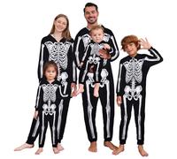 URMAGIC Family Matching Pyjamas Halloween Skeleton Costume Long Sleeve Hooded One Piece Jumpsuit Sleepwear Nightwear Pajamas Pjs for Men Women Children Boys Girls