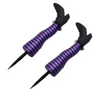 URMAGIC Halloween Wicked Witch Legs,1 Pair 47 cm Upside Down Witch Legs Yard Stakes with Stripe Design,Halloween Witch Craft Prop,Outdoor Halloween Decoration for Lawn,Yard,Cemetery,Garden (A)