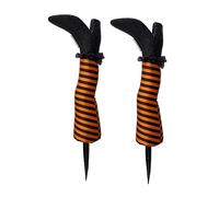 URMAGIC Halloween Wicked Witch Legs,1 Pair 47 cm Upside Down Witch Legs Yard Stakes with Stripe Design,Halloween Witch Craft Prop,Outdoor Halloween Decoration for Lawn,Yard,Cemetery,Garden (B)