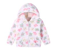 URMAGIC Toddler Baby Girls Jackets Fall Clothes Fleece Hooded Zip Up Cute Prints Fuzzy Coats Size 12 18 24 Months 2t 3t 4t 5t 6 Years