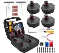 URMECCH Lifting Jack Pads and Tire Repair Tool Kit for Ford Mach E, 4PCS Rubber Jack Pad Adapter Jacking Point Pucks for Mustang Mach-E 2021-2025, All-in-1 Car Tire Repair Tool Kit with Storage Box