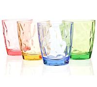Urmelody 11oz Colored Drinking Glasses Set Acrylic Glassware for Kids Plastic Tumblers Cups Picnic Water Glasses Unbreakable Juice Drinkware for Camping Restaurant Beach BPA Free