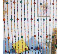 Urmforweilin 38 Strands Colorful Boho Hippie Door Beads Curtain, Hanging Wood Beaded Curtain for Doorways 36 Inches x 79 Inches (Rainbow-2)