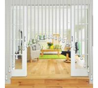 Urmforweilin Wood Beaded Door Curtain Self-Adhesive, Door String Beads Curtains for Doorways Boho Hippie Window Closet Door Way Bead Hangings Curtain (White, 25 Strings)