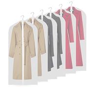 URMI Garment Bags Covers, 55" PEVA Coat Cover (6 PCS), Breathable Coat Suit Clothes Covers Waterproof Moth Proof Long Dress Covers with Long Zipper (6 pcs 60cm * 142cm)