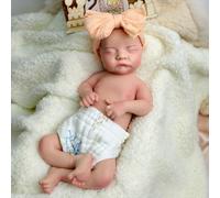 URMLHNRZ 17-Inch Soft Full Body Silicone Reborn Doll - Realistic Sleeping Newborn Baby Boy Handmade Toy for Ages 3 and Up