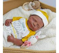 URMLHNRZ 18" Realistic Silicone Reborn Baby Doll - Full Body Lifelike Newborn Boy, African American Baby, Sleepy Face, Companion Gift for the Elderly & Kids(Boy-Dark