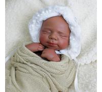 URMLHNRZ 18" Realistic Silicone Reborn Baby Doll - Full Body Silicone Lifelike Newborn, African American Baby Girl, Sleepy Face, for the Elderly & Kids（Girl-Dark）