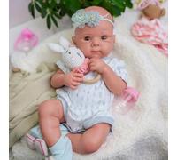 URMLHNRZ 19-Inch Silicone Reborn Baby Doll Girl - Realistic Full Body Silicone Baby Doll Real-Life Newborn, Soft Anatomically Correct Collectible Gift(Tan)