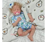 URMLHNRZ Realistic Opened Mouth Silicone Reborn Baby Doll - 50cm Lifelike Yellow Hair Sleeping Newborn Boy/Girl for Kids and Elderly (Girl)