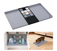 URMONA Waterproof Silicone Under Sink Mat 10"W x 16"L, Shelf Liner for Kitchen and Bathroom, Cabinet and Counter Protector, Storage and Organizers, Litter Mat, Pet Cat Puppy Essentials (Light Grey)