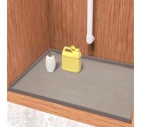 URMONA Waterproof Silicone Under Sink Mat 14"W x 22"L, Shelf Liner for Kitchen and Bathroom, Cabinet and Counter Protector, Storage and Organizers, Litter Mat, Pet Cat Puppy Essentials (Beige)