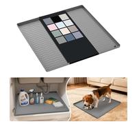 URMONA Waterproof Silicone Under Sink Mat 19"W x 19"L, Shelf Liner for Kitchen and Bathroom, Cabinet and Counter Protector, Storage and Organizers, Litter Mat, Pet Cat Puppy Essentials (Beige)