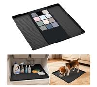 URMONA Waterproof Silicone Under Sink Mat 19"W x 19"L, Shelf Liner for Kitchen and Bathroom, Cabinet and Counter Protector, Storage and Organizers, Litter Mat, Pet Cat Puppy Essentials (Black)