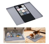 URMONA Waterproof Silicone Under Sink Mat 19"W x 19"L, Shelf Liner for Kitchen and Bathroom, Cabinet and Counter Protector, Storage and Organizers, Litter Mat, Pet Cat Puppy Essentials (Light Grey)