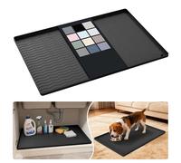 URMONA Waterproof Silicone Under Sink Mat 19"W x 28"L, Shelf Liner for Kitchen and Bathroom, Cabinet and Counter Protector, Storage and Organizers, Litter Mat, Pet Cat Puppy Essentials (Black)