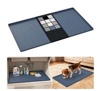 URMONA Waterproof Silicone Under Sink Mat 19"W x 34"L, Shelf Liner for Kitchen and Bathroom, Cabinet and Counter Protector, Storage and Organizers, Litter Mat, Pet Cat Puppy Essentials (Dark Grey)